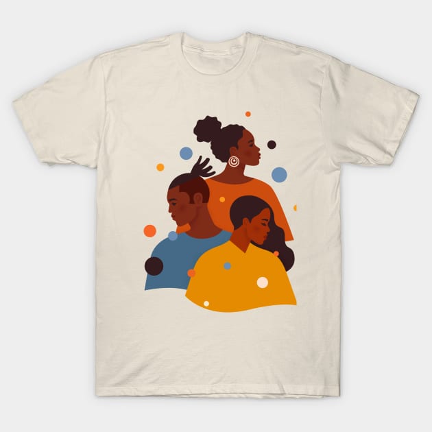 African american man and women in colourful T-Shirt by angelina_bambina